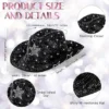 Black Mirror Disco Cowboy Hat size and rhinestone star detail infographic – fits 58cm/L