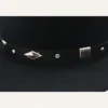 Black Felt Classic Western Cowboy Hat - silver concho chain band closeup