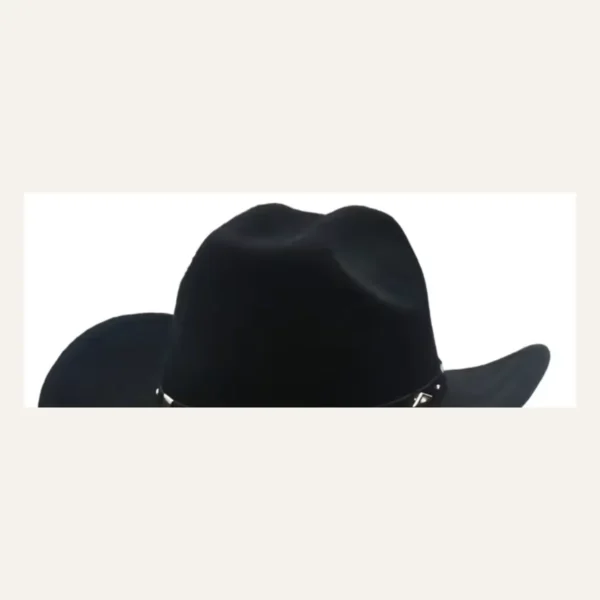 Black Felt Classic Western Cowboy Hat - front view with silver concho band