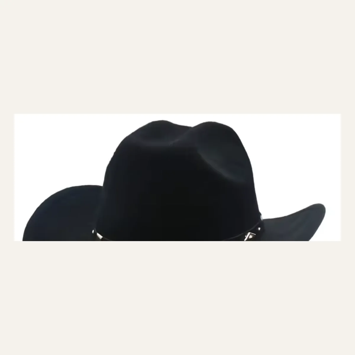 Black Felt Classic Western Cowboy Hat - front view with silver concho band