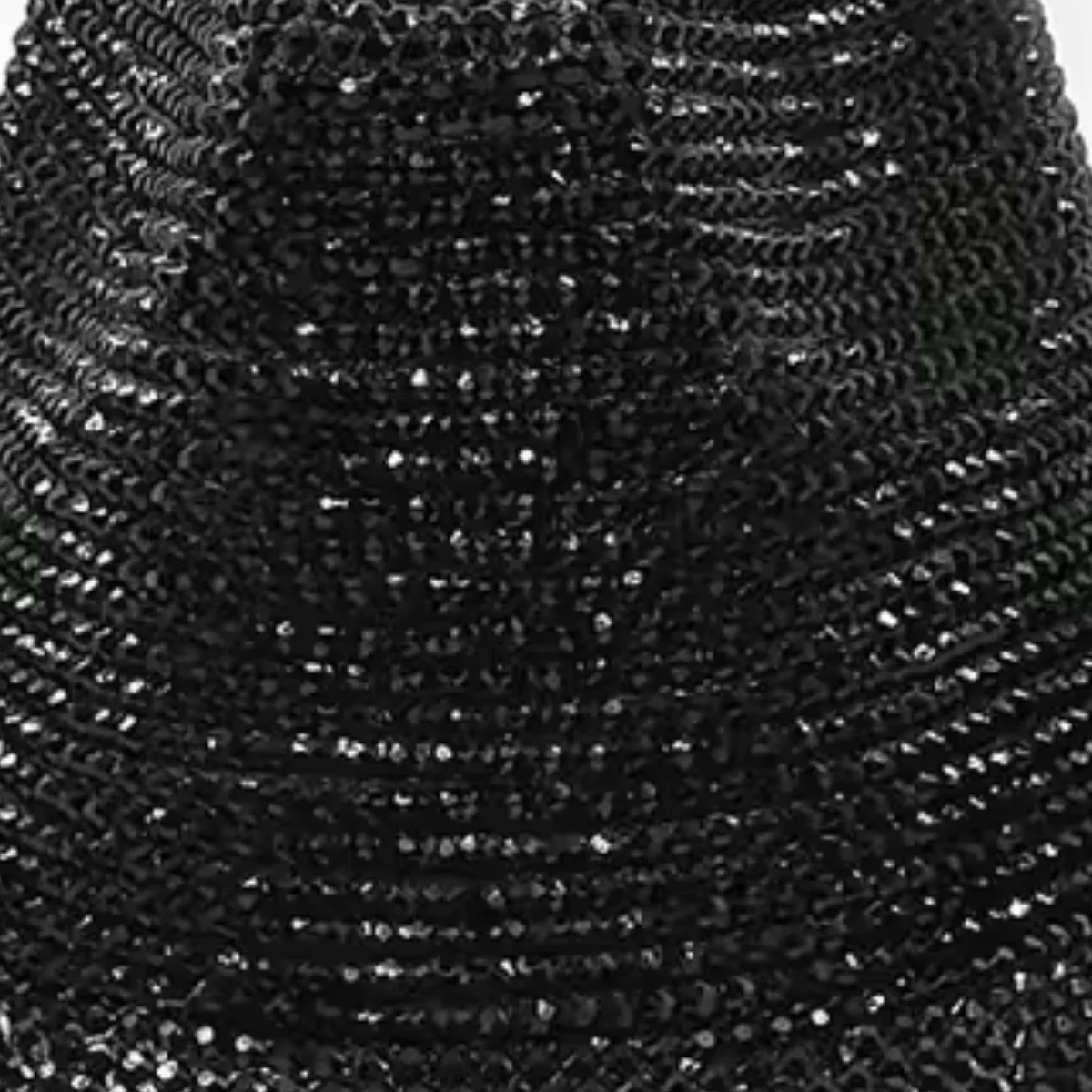 Black Mirror Disco Cowboy Hat - close-up crystal rhinestone texture on crown