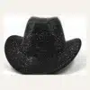 Black Sequin Disco Cowboy Hat - front view
