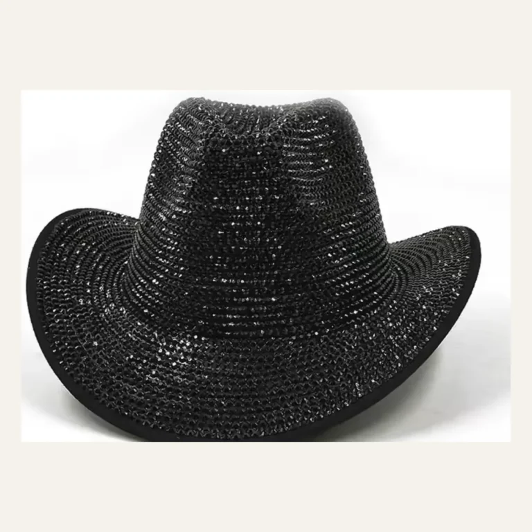 Black Sequin Disco Cowboy Hat - front view