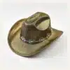 Champagne gold sequin cowboy hat front view on cream background