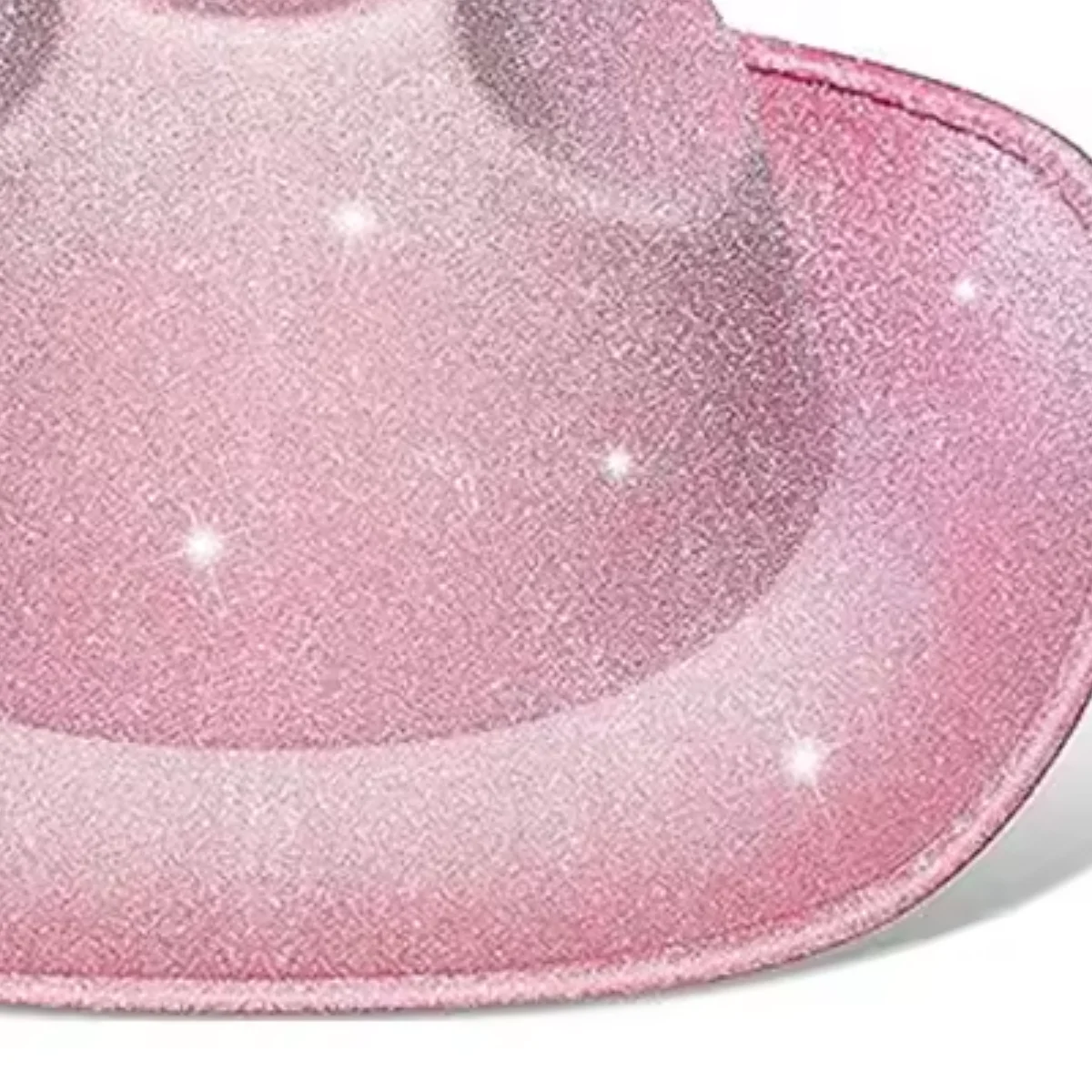 Glitter Ombre Disco Cowboy Hat - close-up of pink glitter texture on brim