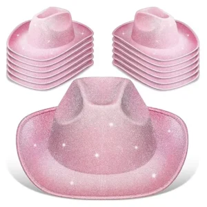 Glitter Ombre Disco Cowboy Hat - pink dimensional glitter finish, front view