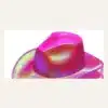Hot pink neon sequin cowboy hat front view with holographic shimmer