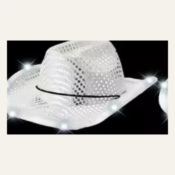 LED Light-Up Disco Cowboy Hat LED brim lights closeup