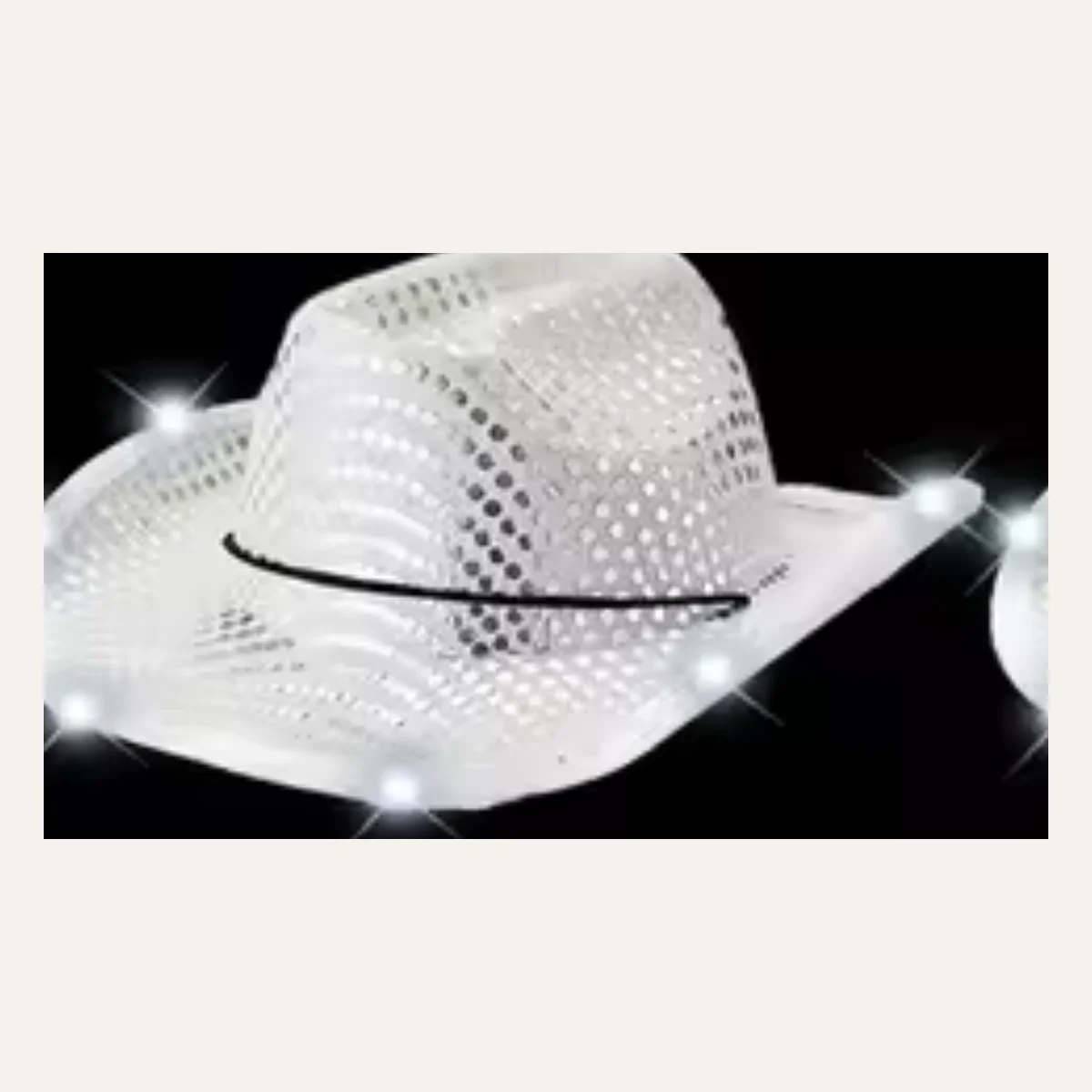 LED Light-Up Disco Cowboy Hat LED brim lights closeup