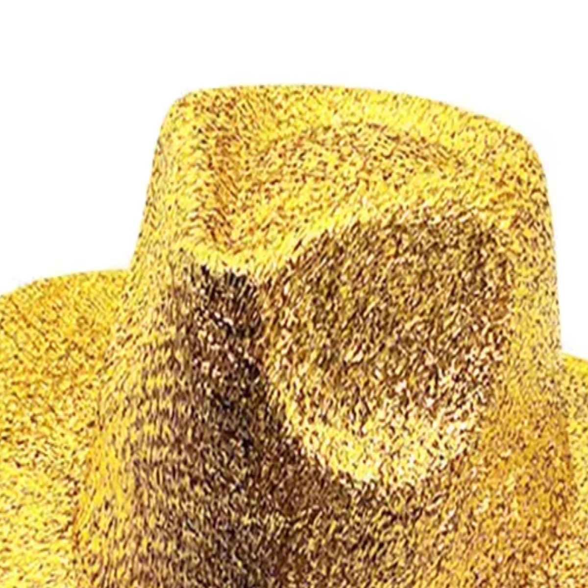 Metallic Gold Western Disco Cowboy Hat crown and brim glitter texture closeup