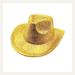 Metallic Gold Western Disco Cowboy Hat front view