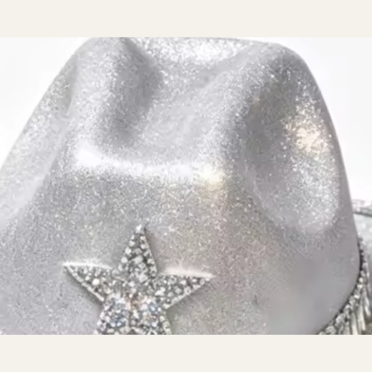 Nashville Star Rhinestone Felt Cowboy Hat - close-up of rhinestone star and crystal band