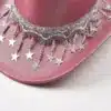 Rose Gold Sequin Cowboy Hat star fringe brim closeup