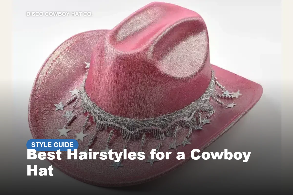Best hairstyles to wear with a cowboy hat featured image with rose gold sequin cowboy hat