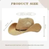 Natural Straw Sun Cowboy Hat size chart: 22.83 to 23.62 inch head circumference, 2.95 inch brim, 5.90 inch crown